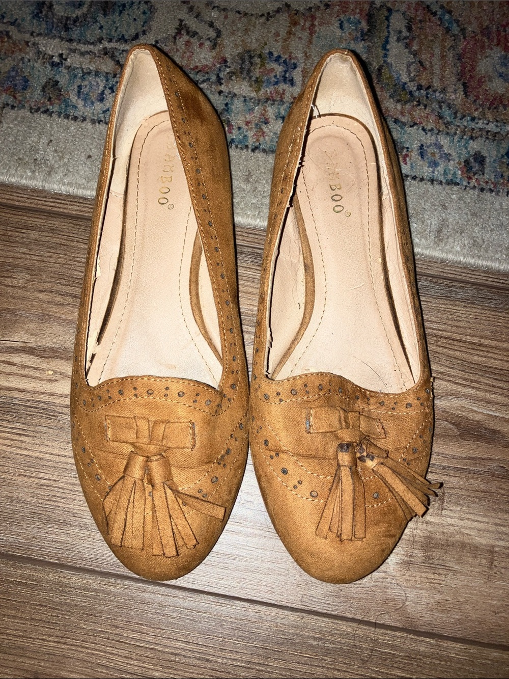 BAMBOO Tan Suede Tassel Loafers